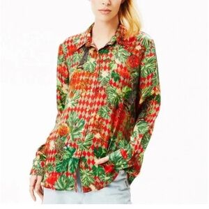 Falguni Shane Peacock Tropical Red Classic Shirt M